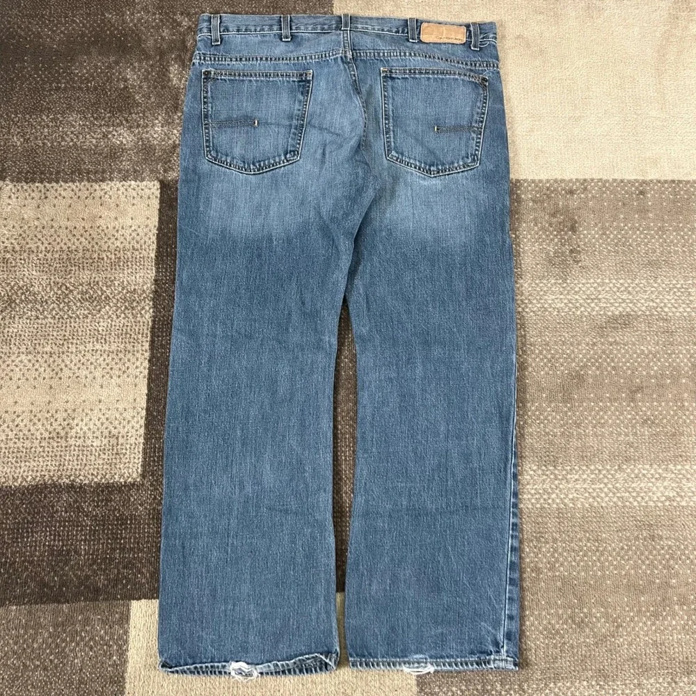 Calvin Klein‎ Jeans Mens 38X30 Bootcut Blue Denim Pants Boho Western Whiskering